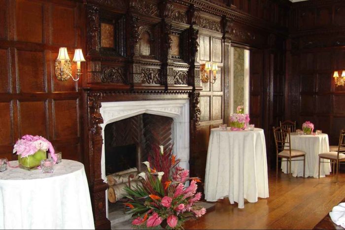 skylands castle dining room with fireplace
