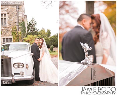 classic car skylands manor bride groom