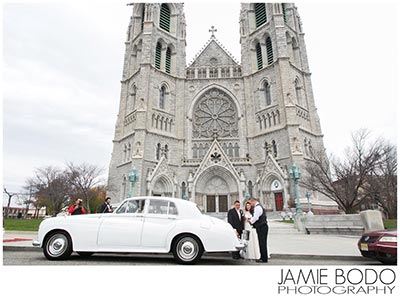 newark cathedral basilica of the sacred heart wedding classic car
