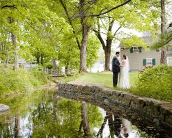 -bride-groom-outdoor-reflection-stream-rustic-venue-wedding
