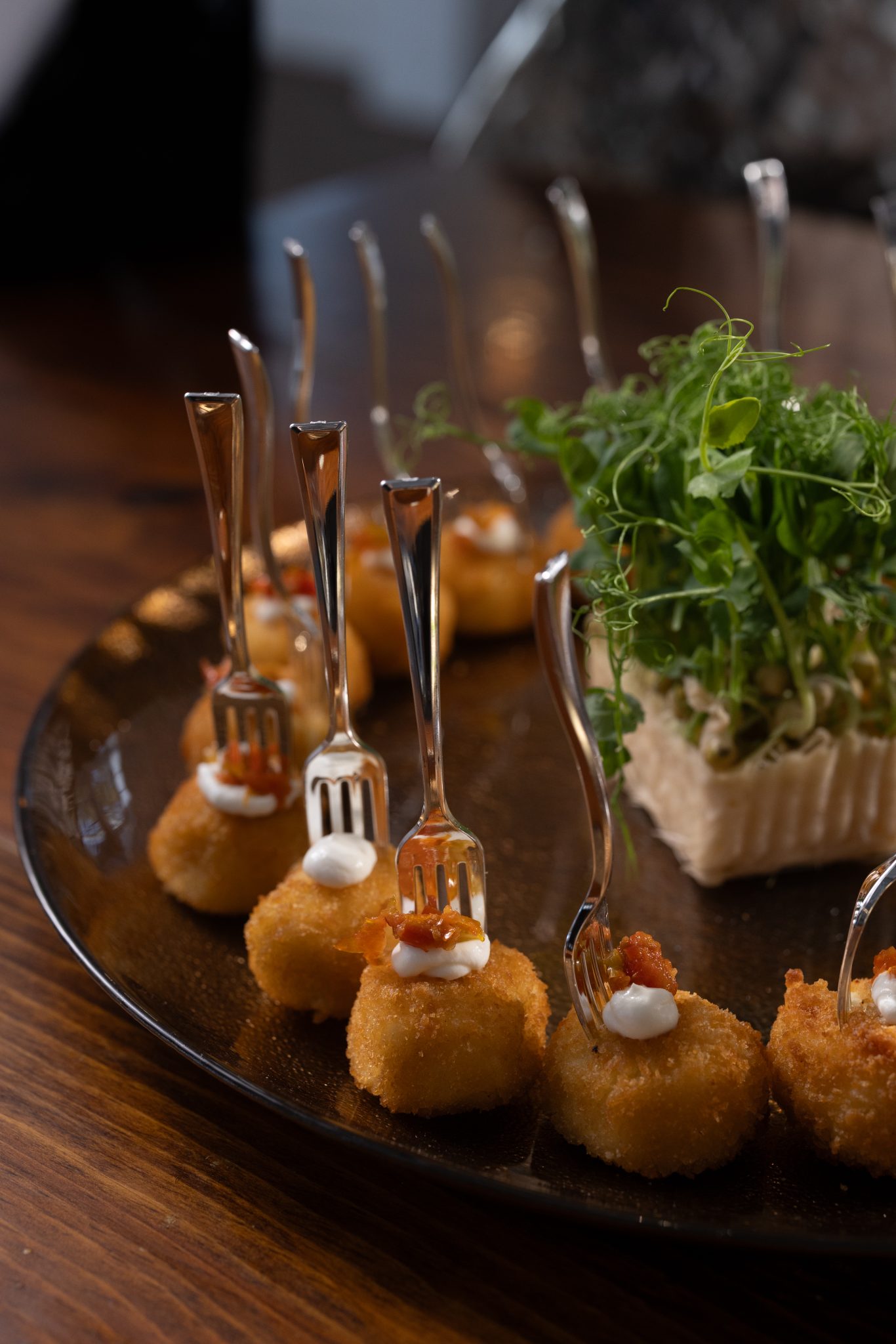 culinary-goat cheese fritter w tomato jam
