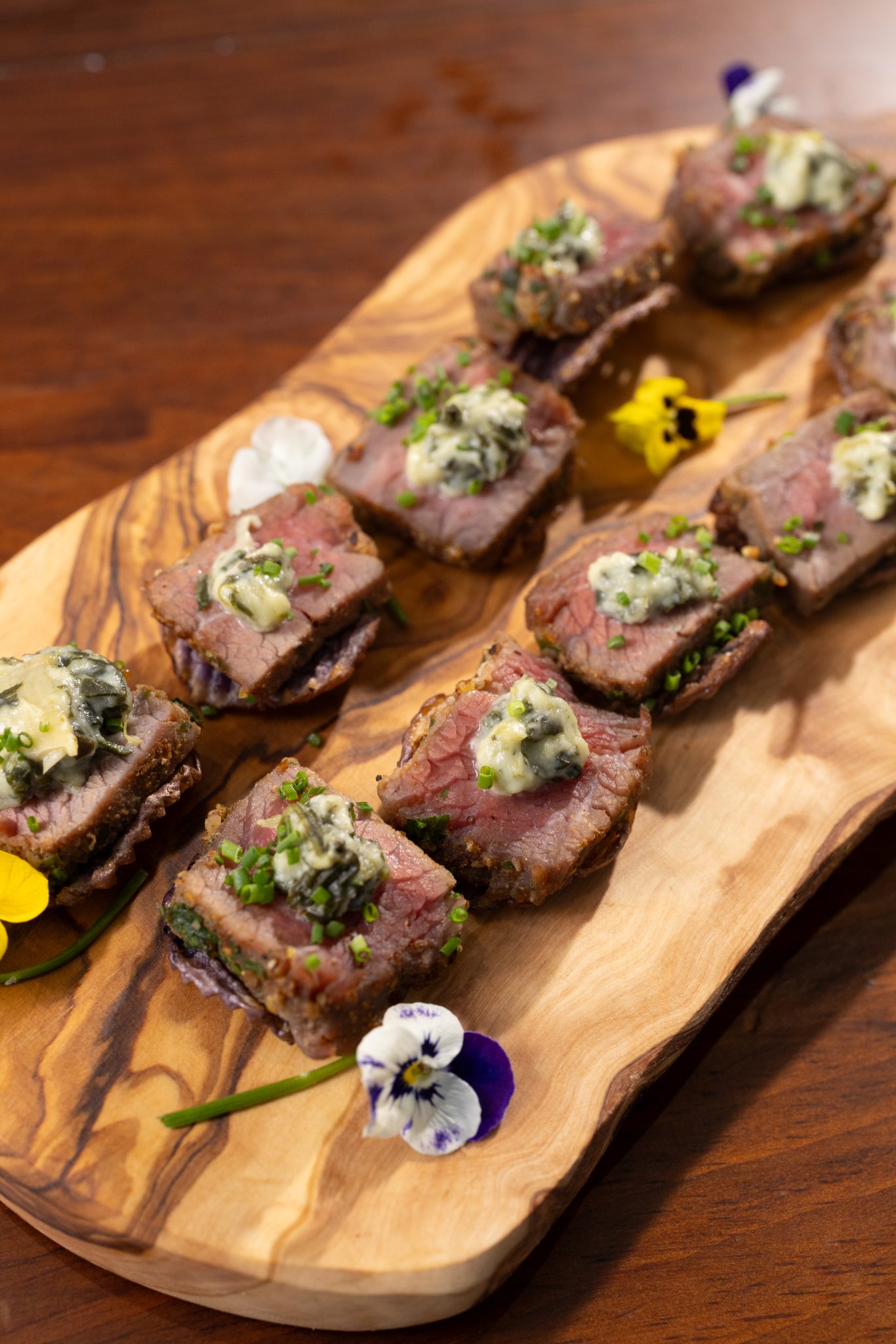 culinary-tenderloin on rice cracker